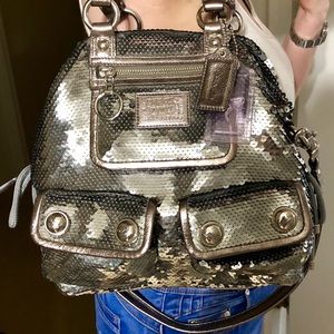 Coach Silver Sequin Limited Edition Poppy Purse